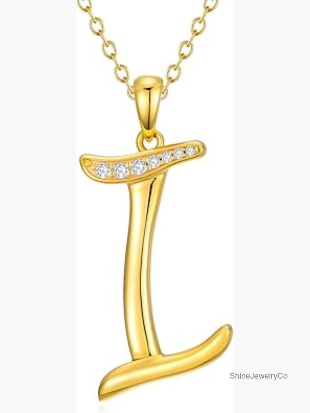 18K Gold Initial Letter Pendant Necklace for Women - Birthday Gift
